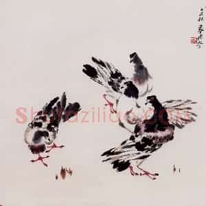1985年 袁晓岑《和平颂》国画花鸟写意作品图片赏析