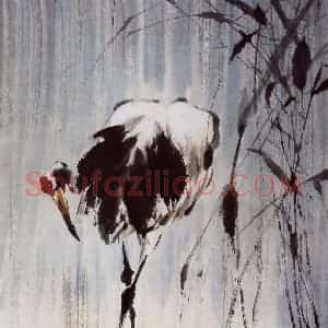 1988年 袁晓岑《寒塘》国画花鸟写意作品图片赏析