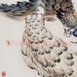 1989年 袁晓岑《文彩斑斓 皎洁如玉》国画花鸟写意作品图片赏析