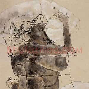 2002年 石虎《攀枝》国画人物作品图片赏析