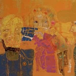 2004年 石虎《三胡图》国画人物作品图片赏析