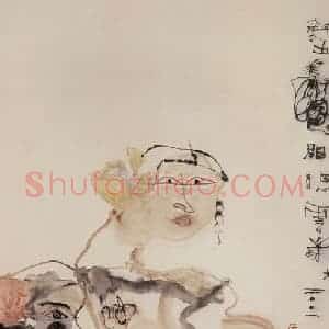 2001年 石虎《娜踏图》国画人物作品图片赏析