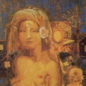 1998年 石虎《烛蛾》国画人物作品图片赏析