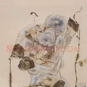 2001年 石虎《青递图》国画人物作品图片赏析