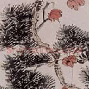 溥心畲《松猿图》国画花鸟作品图片赏析