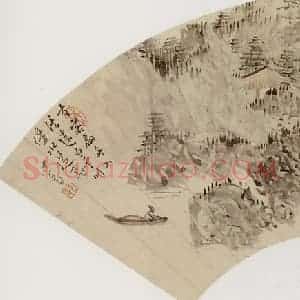 溥心畲《青溪泛舟》国画综合作品图片赏析