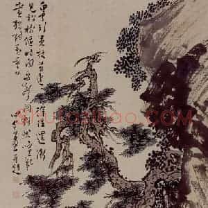 溥心畲《鸟闲松偃》国画综合作品图片赏析