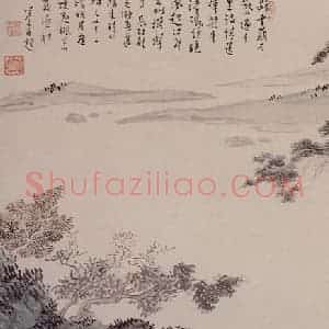 溥心畲《秋江晚钓》国画综合作品图片赏析