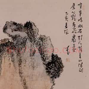 1935年 溥心畲《溪桥访友》国画山水作品图片赏析