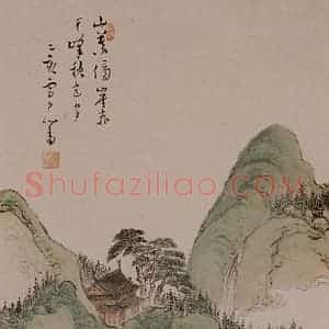 1935年 溥心畲《夕阳秋色》国画山水作品图片赏析
