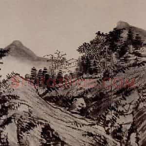 1949年 溥心畲《临文五峰山水卷》国画山水作品图片赏析