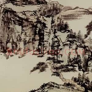 1949年 溥心畲《临文五峰山水卷》国画山水作品图片赏析