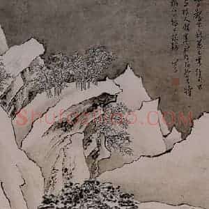溥心畲《雪山行旅图》国画山水作品图片赏析