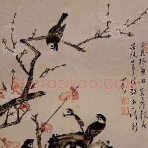 溥心畲《寒枝春趣》国画花鸟作品图片赏析