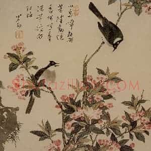 溥心畲《山鸟啼春》国画花鸟作品图片赏析