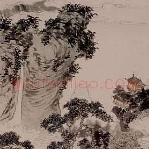 溥心畲《凉榭对弈图》国画山水作品图片赏析