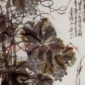 民国 吴昌硕《葡萄》国画花鸟作品图片赏析