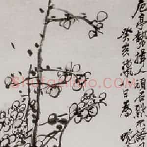 民国 吴昌硕《墨梅》国画花鸟作品图片赏析