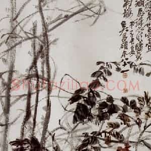 民国 吴昌硕《朱藤图》国画花鸟作品图片赏析