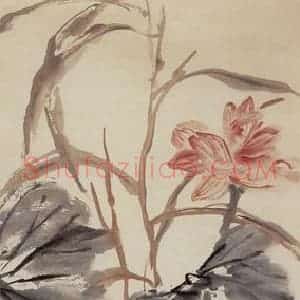 清代 吴昌硕《荷》国画花鸟作品图片赏析