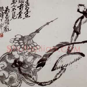 民国 吴昌硕《花卉册》国画花鸟作品图片赏析