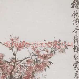 清代 吴昌硕《桃花》国画花鸟作品图片赏析
