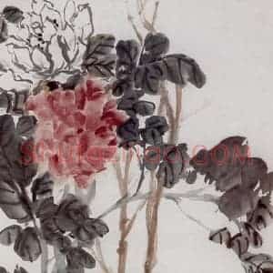 清代 吴昌硕《牡丹水仙》国画花鸟作品图片赏析