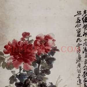 清代 吴昌硕《牡丹》国画花鸟作品图片赏析