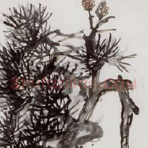 清代 吴昌硕《双松图》国画花鸟作品图片赏析