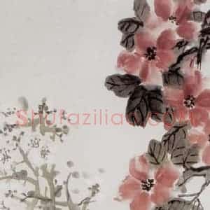 清代 吴昌硕《山茶白梅》国画花鸟作品图片赏析