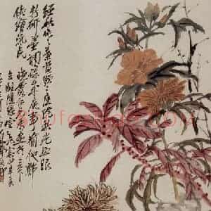 清代 吴昌硕《三秋图》国画花鸟作品图片赏析