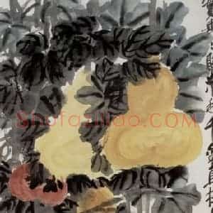 民国 吴昌硕《葫芦》国画花鸟作品图片赏析