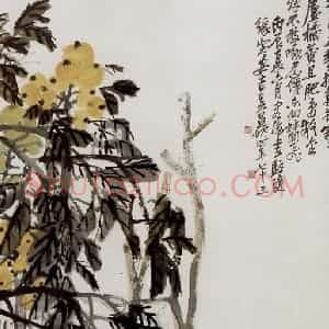 民国 吴昌硕《枇杷》国画花鸟作品图片赏析