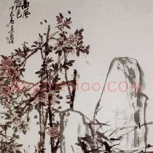 民国 吴昌硕《高风艳色》国画花鸟作品图片赏析