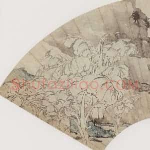 清代 任颐《蕉叶题书图》国画综合作品图片赏析