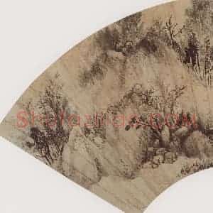 明代 沈士充《秋林高远图》国画山水作品图片赏析