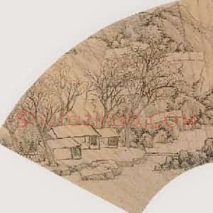 清代 吴期远《仿元人山水图》国画山水作品图片赏析