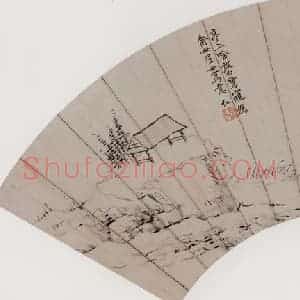 清代 弘仁《松岸春居图》国画山水作品图片赏析