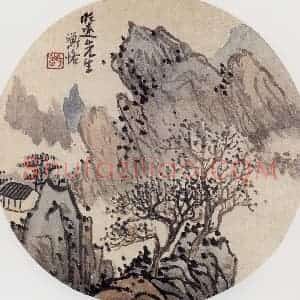 无纪年 陈师曾《山水团扇》国画山水作品图片赏析
