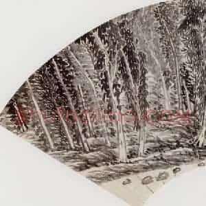 1916年 陈师曾《山水扇面》国画山水作品图片赏析