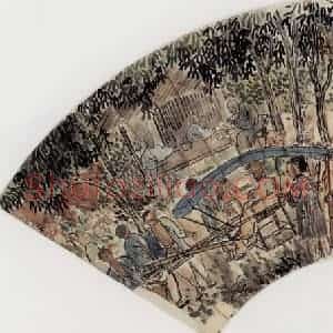 1920年 陈师曾《山水人物扇面》国画山水作品图片赏析