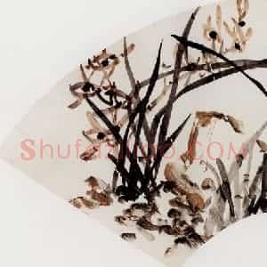 无纪年 陈师曾《兰花扇面》国画花鸟作品图片赏析