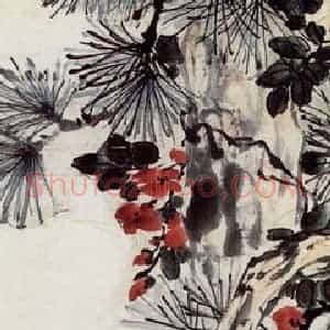 1922年 陈师曾《松树凌霄》国画花鸟作品图片赏析