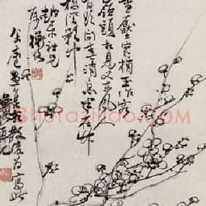 无纪年 陈师曾《墨梅》国画花鸟作品图片赏析