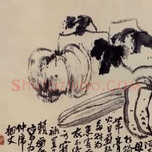 无纪年 陈师曾《墨瓜图》国画花鸟作品图片赏析