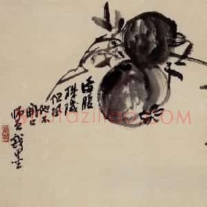 无纪年 陈师曾《墨石榴》国画花鸟作品图片赏析