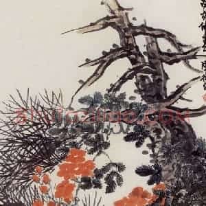 1923年 陈师曾《青松凌霄》国画花鸟作品图片赏析