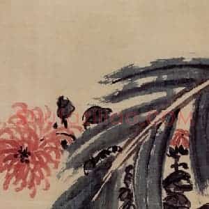 1923年 陈师曾《芭蕉菊花》国画花鸟作品图片赏析