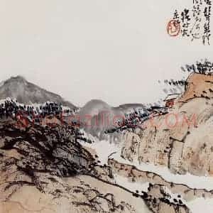 无纪年 陈师曾《西山策蹇》国画山水作品图片赏析