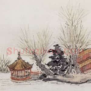 无纪年 陈师曾《瀛台》国画山水作品图片赏析